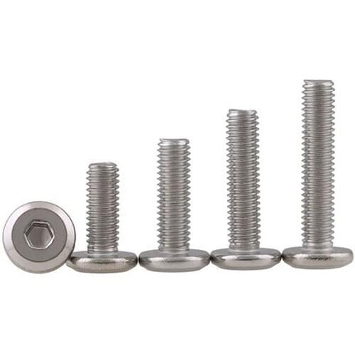 5pcs M6 Flat round head inner hexagon Furniture screw Oblique Allen bolt Flange bolts 304 stainless steel screws 8mm-60mm Length
