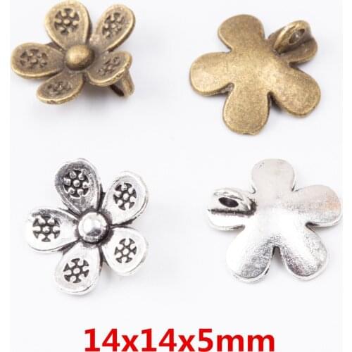 50pcs Charms flower Pendant Bright Zinc Alloy Fit Bracelet Necklace DIY Metal Jewelry Findings 6434