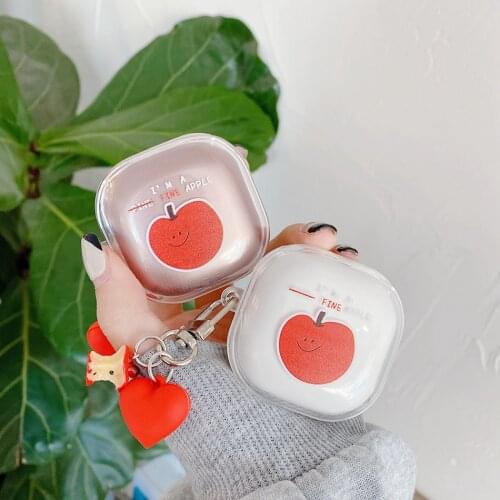 For Samsung Galaxy Buds Live/Buds Pro Case Korea Apple Print Keychain Silicone Clear Earphone Case For Galaxy Buds Live Cover