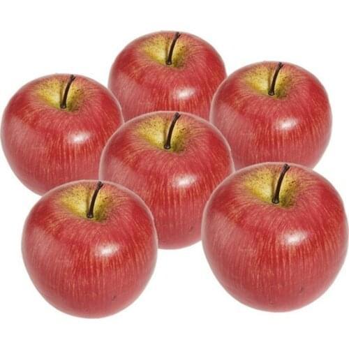 Decorative Artificial Apple Plastic Fruits Imitation Home Decor 6pcs Red