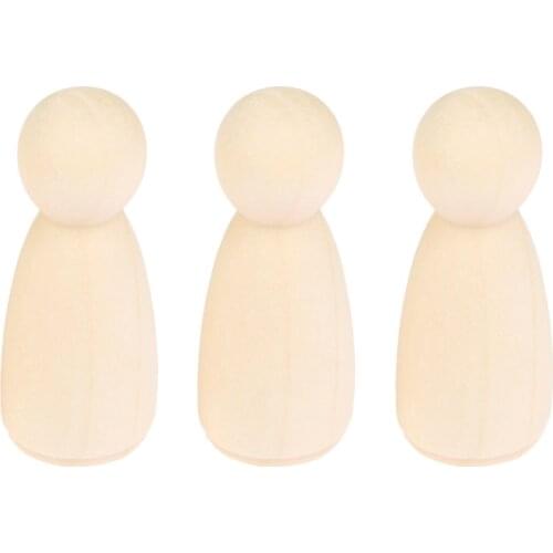 10pcs/lot Wooden Peg Dolls 43mm Women Natural Unpainted Figures Wedding Cake Family Hard Wood Dolls Kids Printed DIY Toys