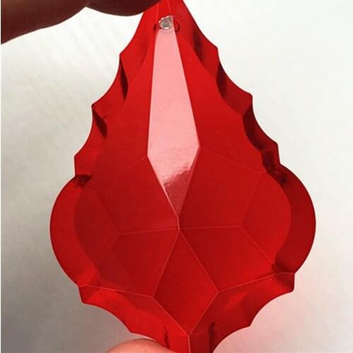 10pcs/lot 76mm red maple leaf shape crystal chandelier parts,lamp suncatcher hanging prisms wedding decorration free shipping