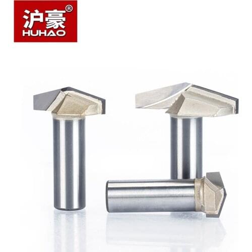 HUHAO 1pcs 1/2" Shank 3D Carving Router Bits for Wood 120 150 Deg V Type Slotting Cutter Tungsten CNC Woodworking Carving Tool