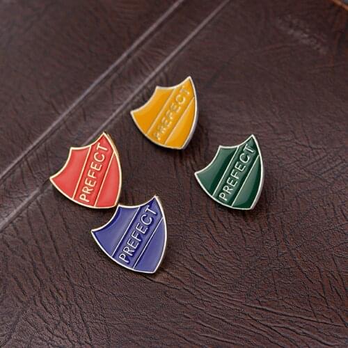 Classic Design Prefect Shield Enamel Brooch For Women Girls Fashion Geometric Backpacks Badge Pins Jewelry Party Gifts