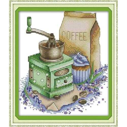 Coffee 2 cross stitch kit aida 14ct 11ct count print canvas embroidery DIY handmade needlework