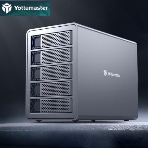 Yottamaster 5 Bay 2.5"&3.5" USB3.0 External Hard Drive Enclosure,Support 80TB with RAID Function for NAS Expansion-[FS5RU3]