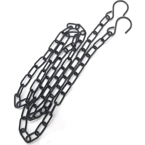 Small 2mm Wire Decorative Black Sewing Clothing Hanging Metal Link Chain With Hooks For Garment