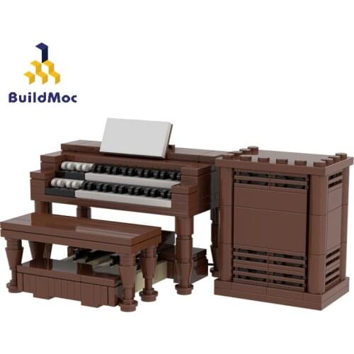 BuildMoc Expert Mini Piano Set MOC Friends For Girls Chair Building Blocks Cabinet Bricks Toys For Children Gift