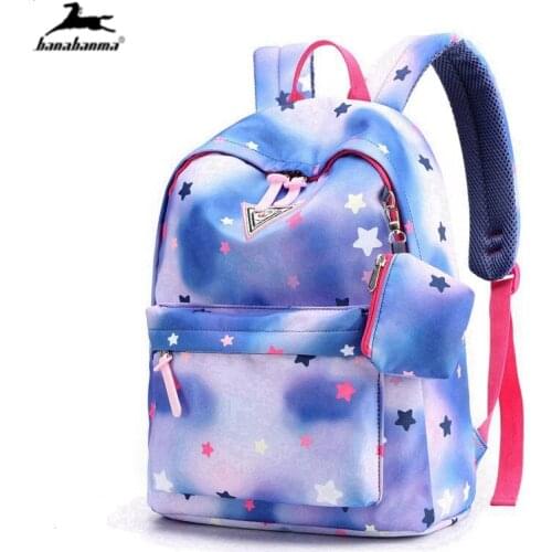 Fashion womens backpack gradient star womens travel Oxford backpack high quality womens Totes printed backpack coin bag