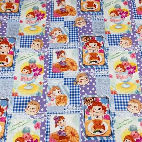 Cartoon Milky Girl Tropical Fruits Print 100% Cotton Fabric for Girl Clothes Hometextile Cushion Cover Curtain DIY 105cm Width