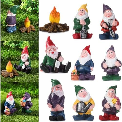 Cartoon Micro Landscape Hand-painted Handcrafted Fairy Garden Gnomes Gnome Figurines Miniature Dwarfs Statue For Home Decoration