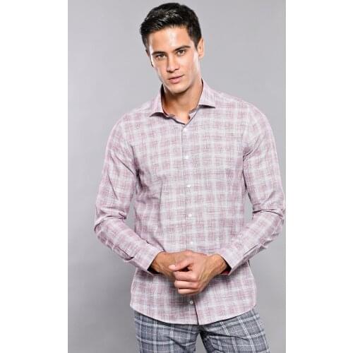 Burgundy Checked Mens Shirt Wessi