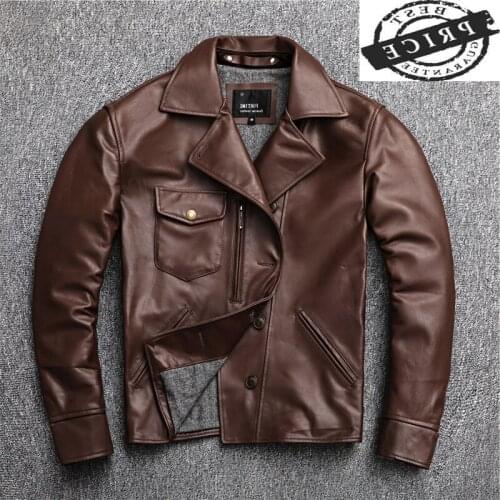 Autumn 100% Winter Genuine Leather Jacket Men Streetweaar Real Leather Coat Man Moto Biker Vintage Cow Leather Jackets LW