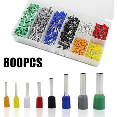 800PCS Bootlace cooper Ferrules kit set Wire Copper Crimp Connector Insulated Cord Pin End Terminal