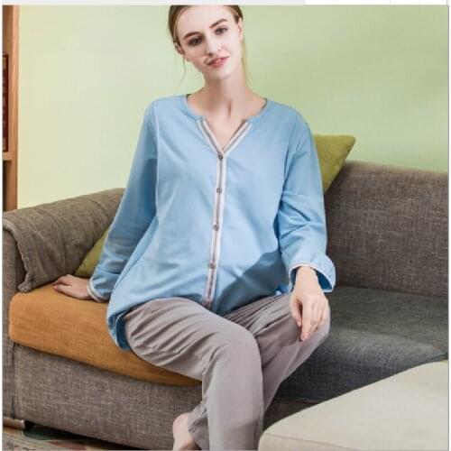 Pure Cotton Maternity Sleepwear Nursing Tops + Pants Sets Pajamas Suits For Pregnant Women Pregnancy Sleep Home Wear