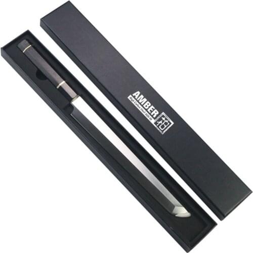 11 Inch Salmon Yanagiba Knife Japanese AUS10 Damascus Steel Slicing Ham Sashimi Filleting Kitchen Knives Octagonal Ebony Handle