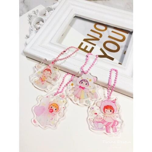 Illustration Girl Original Notebook Pendant Transparent Pendant Cartoon Cute Journal Decoration Acrylic