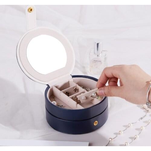 Round Portable Jewelry Box Princess European-style Korean Mini Small Luxury Simple Earrings Earrings Hand Jewelry Storage Box