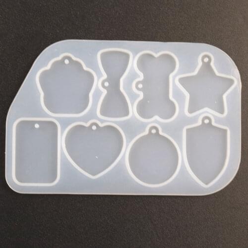 DIY Necklace Tag Silicone Mold Star Heart Round Bow Bone Rectangle Shapes Charm Mold Resin Pendant Making Pet Tags Silicone Mold