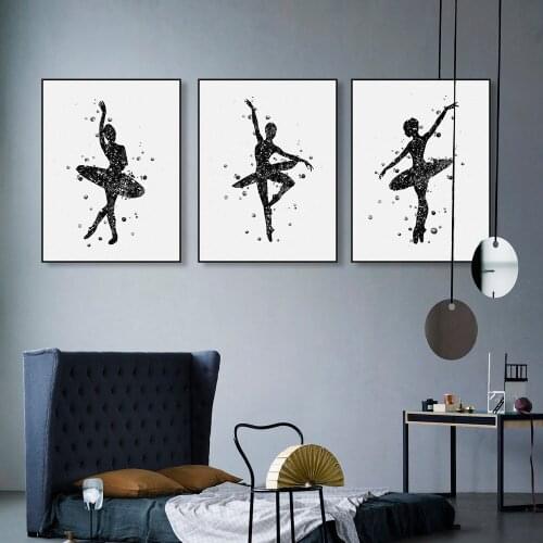 Modern Colorful Black Ballet Dance A4 Art Print Poster Abstract Sports Man Wall Picture Canvas Painting Living Room Decor
