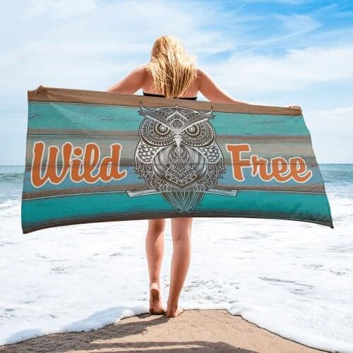 Owl Vintage Wooden Texture Beach Towel Luxury Quick-dry Microfiber Bathroom Bath Towels Yoga Mat Picnic Blanket