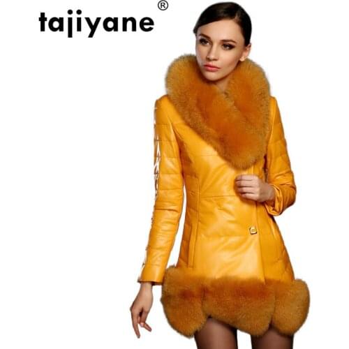 Leather Genuine Real Jacket Sheepskin Coat Female Jacket Korean Vintage Autumn Winter Fox Fur Collar Womens Fur Coat ZT1702