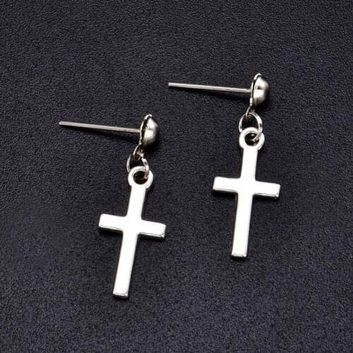 Women Cross Earrings Fashion Punk Cross Pendant Cartilage Drop Dangle Earrings Jewelry