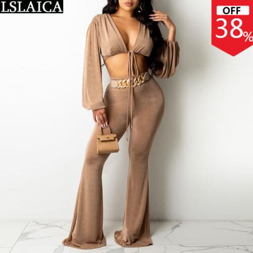 Women Pant Suits Solid Color Crop Top Wide Leg Pants Sexy Fashion 2 Piece Sets Womens Outfits Elegant Knit Casual Trouser Suit