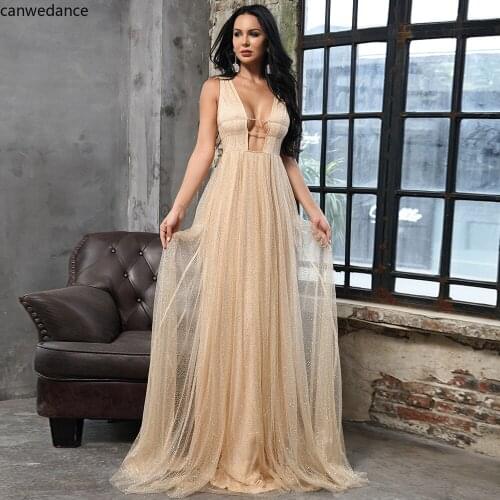 Sexy Hollow Out Womens Dress Summer Deep V-Neck Mesh Sequins A-Line Dress for Women Party Night Dress Robe Vestidos De Verano