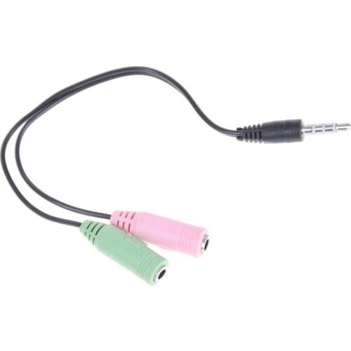1 PCS 3.5mm Stereo Headphone Microphone Audio Y Splitter Cable Adapter Plug Jack Cord