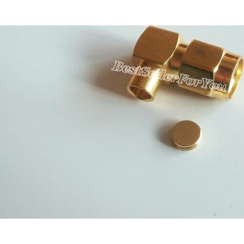 1Pcs RP-SMA Male Right Angle 90 Degree Connector Female Pin For RG402 0.141" Semi Rigid CableBrass