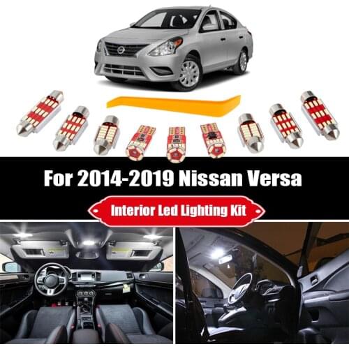 10 Bulbs For 2014-2017 2018 2019 Nissan Versa White Car LED Interior Map Dome Light Kit Trunk Cargo License Plate Lamp