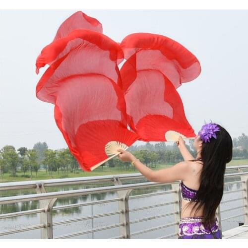 100% Silk Oriental Dancing Fan Veils Gradient Fire Many Colors Fan Belly Dancing Stage Performance Property Dance Fan A pair
