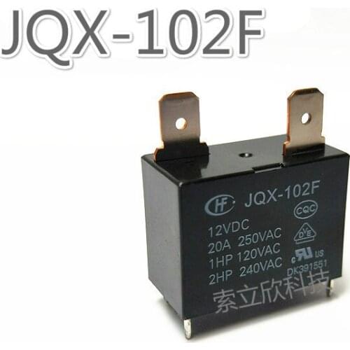 2pcs New Hf102f- Jqx-102f 12vdc Air Conditioning Relay 20a 4pin 250vac