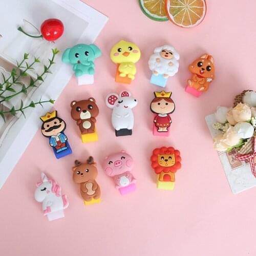 20pcs/lot Cartoon Cable Winder Earphone Winder Silicone Cable Wire Organizer Data Cable Cord Holder Cable clips
