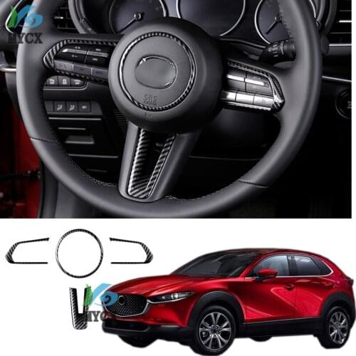 4pcs for Mazda CX30 CX-30 2020 2021 Car ABS Chrome Interior Steering Wheel Switch Button Panel Cover Trim Frame Decoration