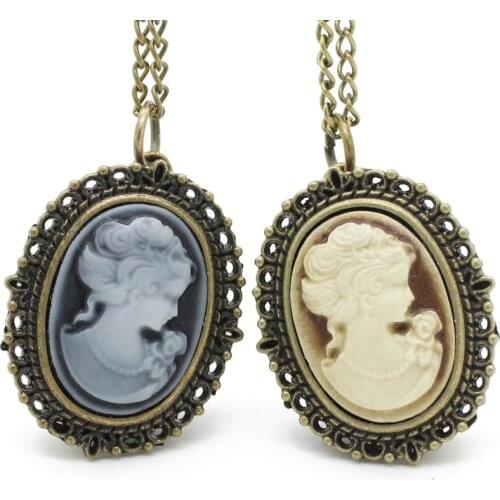 4006)Vintage Brass Victorian Style Cameo Locket Quartz Pocket Watch Necklace 12pcs/lot, free ship