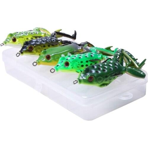 5pcs Frog Lure Ray Frog Topwater Fishing Crankbait Lures Artificial Soft Bait 5.5cm 15g G32E