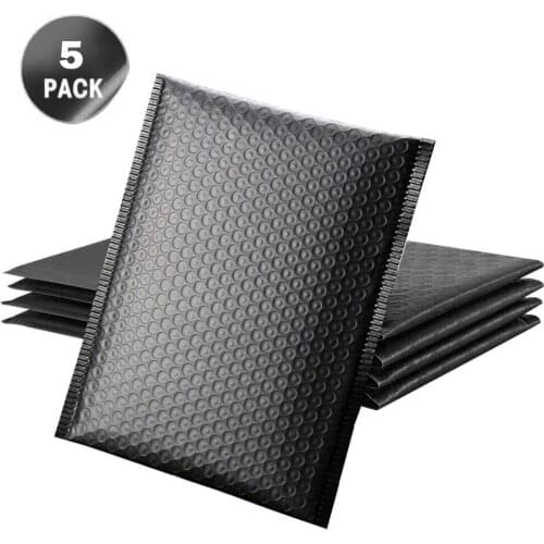 5Pcs Black Poly Bubble Mailer Bubble Mailers Padded Envelopes for Gift Packaging Lined Poly Mailer Self Seal Bag Envelopes Black