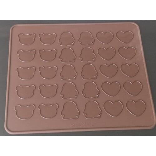 5Pcs Hear Bear Shape Silicone macaron Mould Mat For Bakeware Cake Cutter Plunger