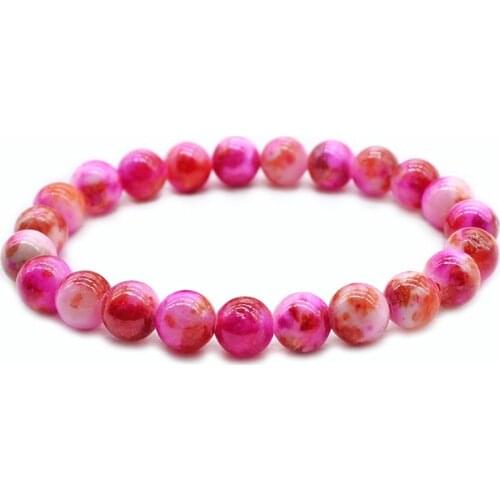 6mm 8mm 10mm Natural Stone Bead Rose Red Bracelet Beaded Stretch Men Buddha Bracelet for Woman Yoga Jewelry Homme Bijoux