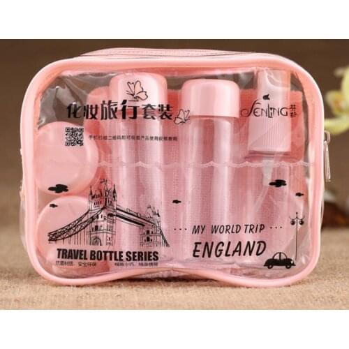 9pcs/Set Portable Refillable Bottles Travel Packing Bottle Makeup Cream Lotion Empty Container Storage Bag