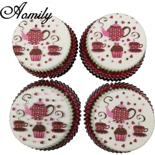 Aomiy 100pcs/Set Elegant Style Cupcake Holder Liner Party Dessert Cake Paper Baking Cupcake Decorating Tray Mold Bakeware Tools