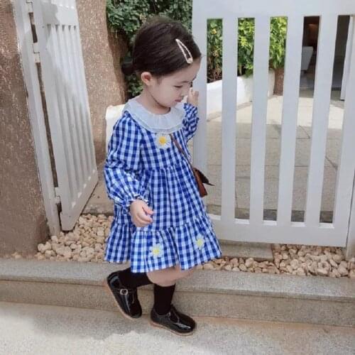 Baby Girl Plaid 3D Flowers Dress Spring Autumn Girls Kids Long Sleeved Princess Dresses Children Vestidos Birthday Clothes