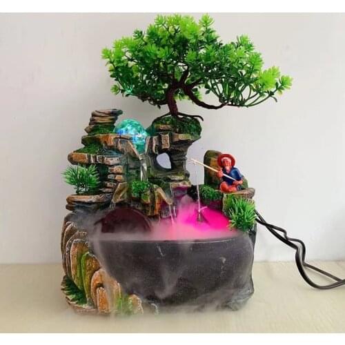 Home Decor Desktop Waterfall Fountain Creative Meditation Simulation Resin Rockery Water Fountain Statue Feng Shui Ornaments