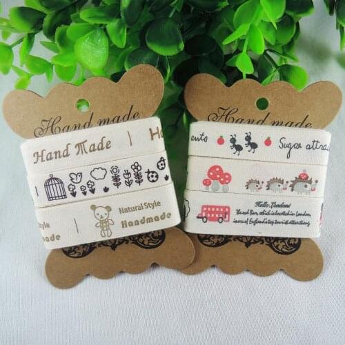 6YDS Mixed 15mm 20mm Natural Style Printed Cotton Ribbon DIY Sewing Tapes Grosgrain Ribbons DIY Craft & Packing Accessories XM93