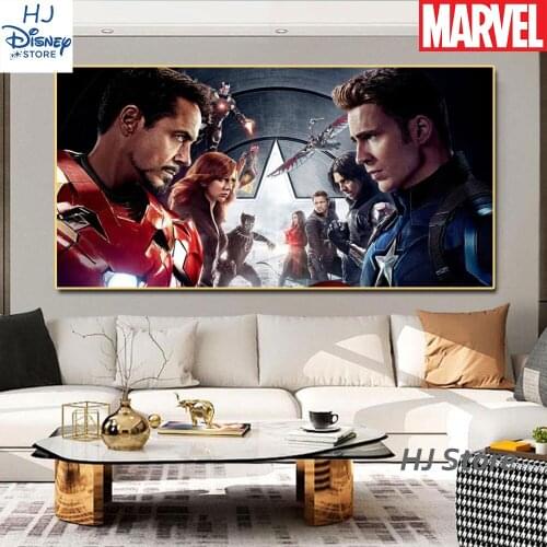 Captain America And Iron Man Duel Marvel Avengers Canvas Wall Art Decor Poster and Print Picture for Living Room Home Decoration