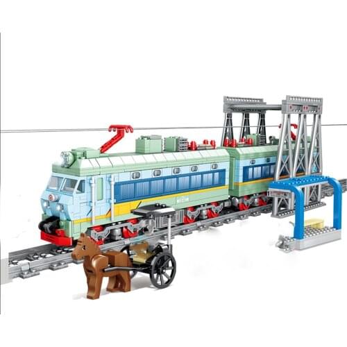 KAZI 98254 electric rail train Shaoshan electric train with light and sound childrens building block model toys for children