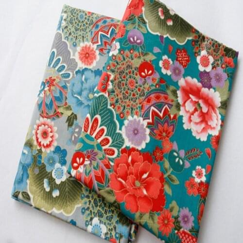 Beautiful Japanese Style Gold Stamping Blooming Rose Flower Cotton Trwill Floral Cotton Fabric For Baby Cloth Quilt Decoration