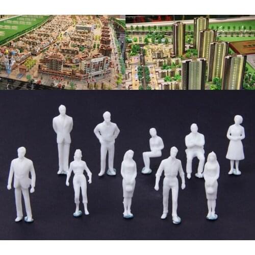 10Pcs 1:50 Scale Model Miniature White Figures Human Model Architectural Model